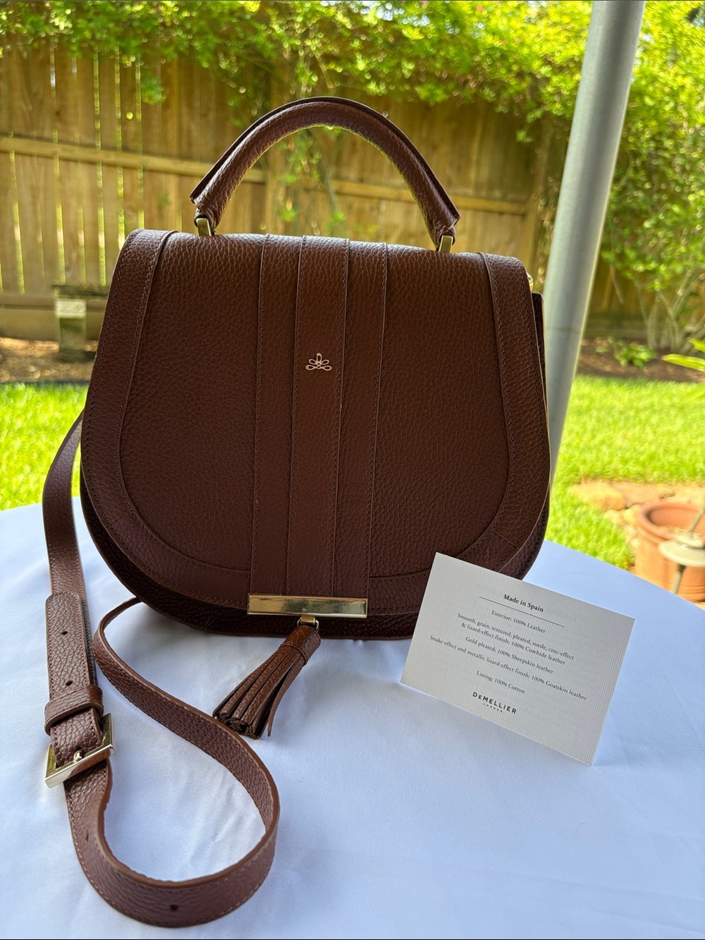 DeMellier London Midi Venice Bag Cognac Grain Leather Top Handle Crossbody Spain - Picture 2 of 10